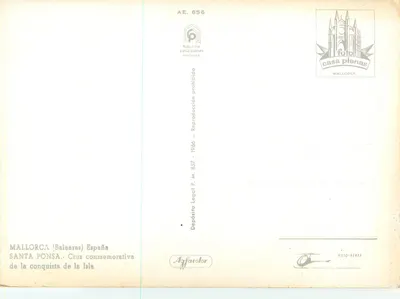Santa Ponça — Cruz comemorativa da conquista da ilha — Casa Planas, 1966 — Verso