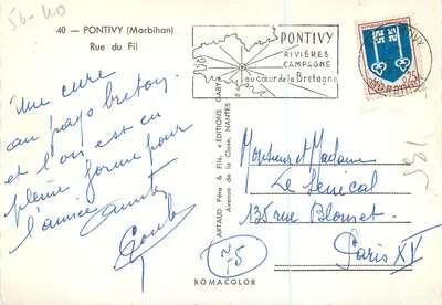Visão da rue de Pontivy — editor Gaby, série n°45 — Verso