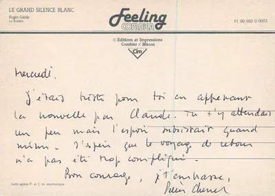 Árvore solitária na neve — Edição Feeling Combier, n° F1 99 992 0 0003 — Verso
