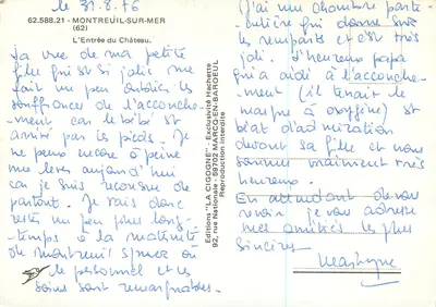 Montreuil-sur-Mer — Entrada do Castelo — Edições La Cigogne — Verso