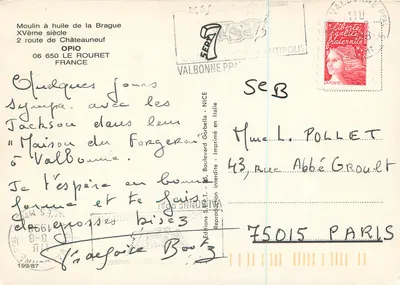 Stary młyn oliwowy — Opio, Francja — Wydawnictwo SEB.T. Drukowane w Włoszech — Rewers