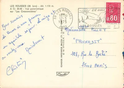 Les Rousses (Jura) — Panoramische uitzicht op 'Les Cressonnières' — Uitgever Combier — Achterkant