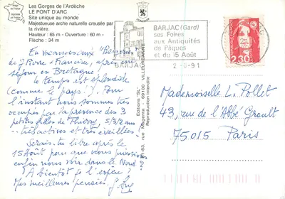 As Gorges da Ardèche — O Arco de Pont — Edições 'SL' — Verso