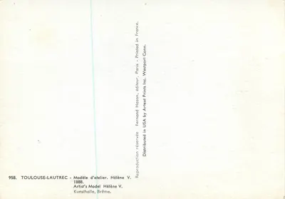 Hélène V. — Modelo de estúdio — Fernand Hazan, editor — Verso