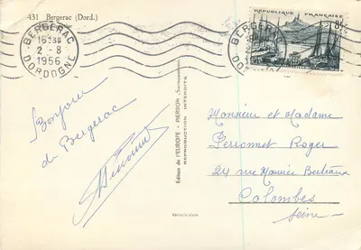 Bilhete postal moderno Bergerac (Dord) — Verso