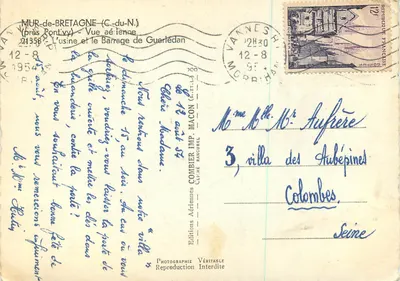 Represa de Guerledan — Mur-de-Bretagne (C.-du-N.) — Edições Aéreas Verdadeira — Verso