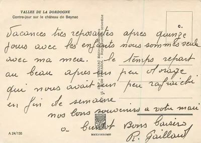 Wąwóz Dordogne — Przeciwświatło na zamku Beynac — Wydawnictwo Télecjac — Rewers