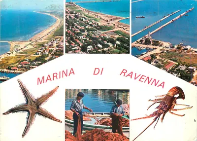 Marina di Ravenna — vista aérea e pescadores — Éd. P. Marzari S.R.L. Schio, n°20