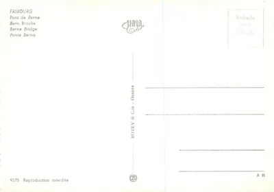 Fribourg — Ponte de Berne — editor CHIDA Color, n° 9375 — Verso
