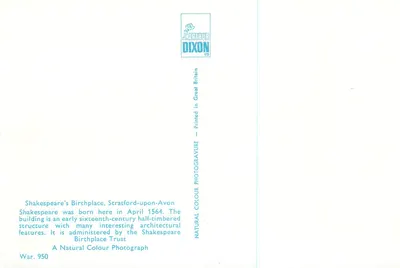 Urodzinowy dom — Stratford-upon-Avon — J. Arthur Dixon Ltd — Rewers