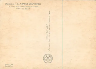 Entrada do deserto — Mosteiro da Grande-Chartreuse — Éditions d'art Yvon — Verso