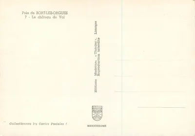 Castello di Val — vicino a Bort-les-Orgues — Edizioni Diplôme — Verso