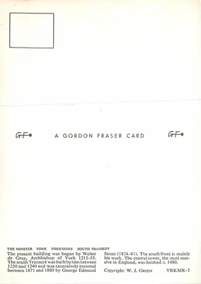 York Minster — South Transept et tour centrale — A Gordon Fraser Card — Rewers