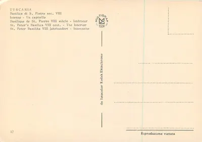 Bazylika Świętego Piotra — kapitela z VIII wieku — wydawca Multigran Terni, nr 17 — Rewers