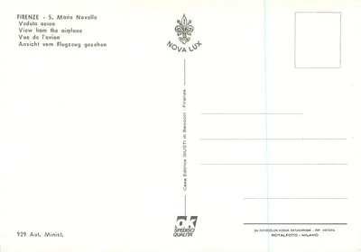 Florença - Igreja de Santa Maria Novella — vista aérea — Casa Editrice NOVA LUX, n° 929 — Verso