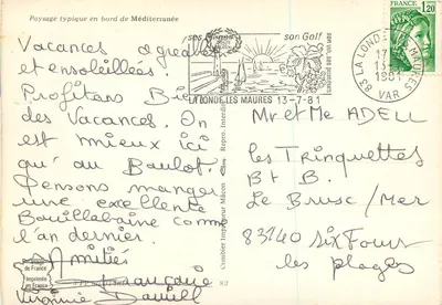 Beauvifixe — Typowy krajobraz nad Morzem Śródziemnym — Wydawca Combière France — Rewers