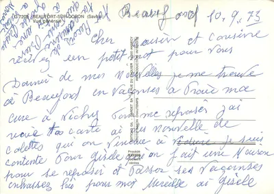 Beauffort-sur-Doron (Savoie) — Vista geral — Edições Gil, Gardet & Chauvtemps — Verso