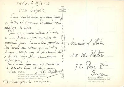 Cadix — Promenada nad morzem — Wydawca A. Subirats Casanovas, n° 1124 — Rewers