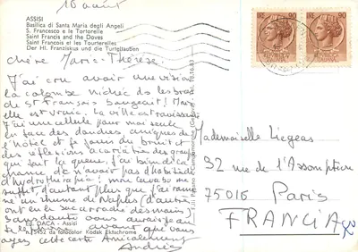 Assisi - Basílica di Santa Maria degli Angeli — S. Francesco e le Tortorelle — Éd. DACA - n. 5452 — Verso