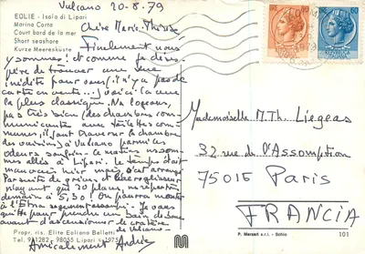 Vulcano - Ilha de Lipari — Marina Corta — P. Marzari s.r.l. - Schio 101 — Verso