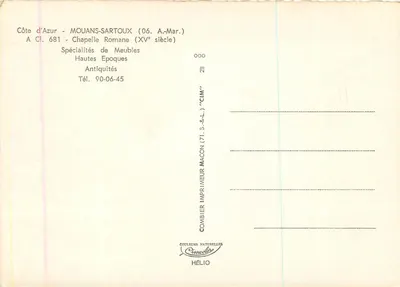 Mouans-Sartoux — Rzymska kaplica z XV wieku — wydane przez CIM — Rewers