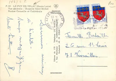 Le Puy-en-Velay — Ogólny widok: Kaplica św. Michała, skała Corneille i katedra — Wydawnictwo LYS — Rewers