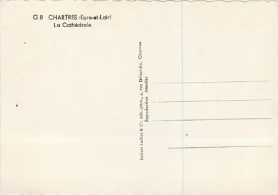 Chartres (Eure-et-Loir) — Katedra — wydawca Laillet & C°, rue Delacroix — Rewers