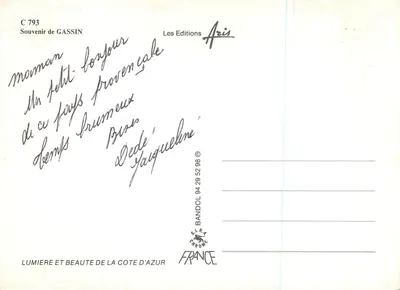 Gassan — Souvenir de GASSIN — Les Editions Aris — Rewers