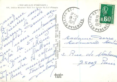 Owce na zakrętach w Col d'Aspin — OF. 1604 — Éditions P. CHAMBON, 6, rue Hôtel-de-Ville, Lourdes — Rewers