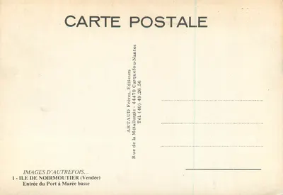 Noirmoutier (Vendée) - Wejście do portu przy niskiej mierze — wydawca ARTAUD Bracia — Rewers