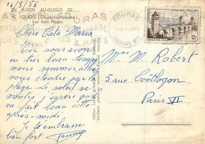 Nowoczesna pocztówka Fouras (Charente-Maritime) Trzy plaże z lotu ptaka — Rewers