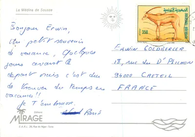 A Médina de Sousse — Edições Mirage, S.A.R.L. Rue du Niger-Tunis — Verso