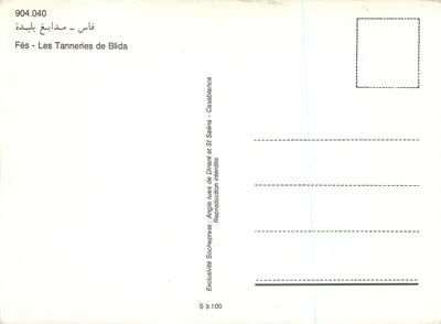Fès - As Tanneries de Blida — Ângulo das ruas de Dinant e St Saëns — Casablanca — Verso