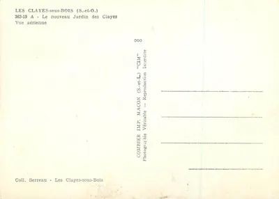 Les Clayes-sous-Bois — O novo Jardim das Clayes — Vista aérea — Combier Imp. Macon — Verso