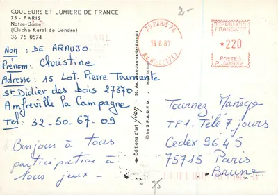 Notre-Dame w Paryżu — widok fasady — Wydawnictwo S.P.A.D.E.M. — Rewers