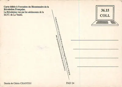Comemoramos o Bicentenário em La Voulte — 30 de Abril de 1989 — Desenho de Cédric Chantou — Verso