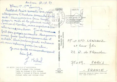 Andorra — Dolina Arinsal i Río Arinsal — Wydawca ESCUDO DE ORO, nr 2070 — Rewers
