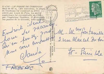 Molo Cordouan — Wysokość 66 m, 301 schodów — Wydawca Elcé — Rewers