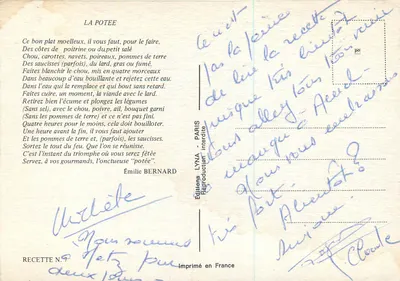 Bilhete postal moderno Receita da Potee — Verso