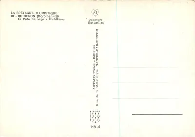 La Côte Sauvage - Port-Blanc — Quiberon, Morbihan — uitgever ArtAUD Frères, Nantes — Achterkant