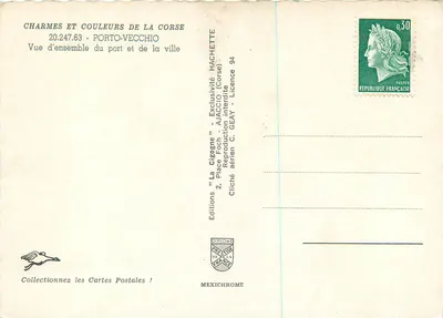 Porto-Vecchio — Overzicht van de haven en de stad — Uitgave 'La Cigogne' — Achterkant