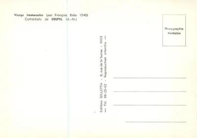 Virgem Imaculada — Catedral de Sospel — por François Bréa 1540 — Verso