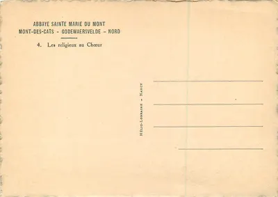 Abbaye Sainte Marie du Mont — Mont-des-Cats - Godewaersvelde - Nord — Hélio-Lorraine - Nancy — Rewers