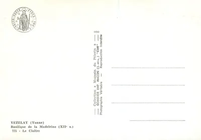 Vézelay (Yonne) — Bazylika św. Magdaleny (XII w.) — Klasztor — Wydawca: Magasin du Pèlerin, MACON — Rewers