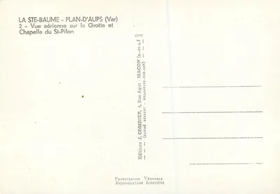 La Ste-Baume - Plan-d'Aups (Var) — Luchtfoto van de Grot en Kapel van St-Pilon — J. Combier — Achterkant