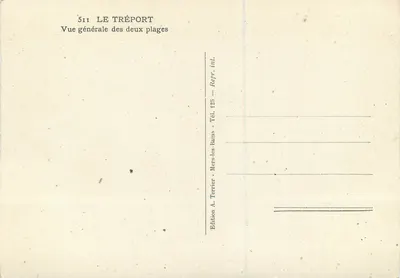 Le Tréport — Ogólny widok dwóch plaż — Wydawnictwo A. Terrier — Rewers