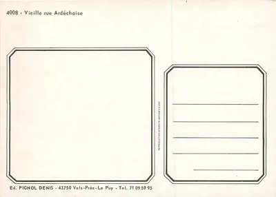 Velha rua Ardéchoise — Ardèche — Ed. PIGNOL DENIS — Verso