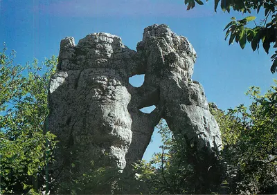 Les Vans (Ardèche) — Bois de Paiolive — O Urso e o Leão — cliché J.C. Roudil