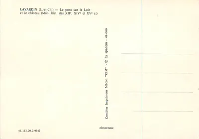 Lavardin (Loir-et-Cher) — Most nad Loirem i zamek — wydawca CIMacon — Rewers