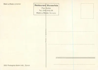 Stein am Rhein — wejście z zegarem — Photoglob-Wehrli AG, Zurych — Rewers
